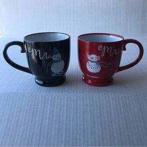 Set Of 2 Mr. & Mrs. Snowman Mugs